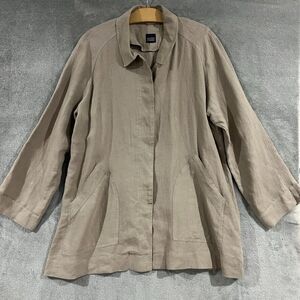Eileen Fisher Beige 100% Linen Jacket Coat Oversized Lagenlook Women's Size M?